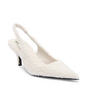 Jeffery Campbell faux shearling sling back kitten heel
